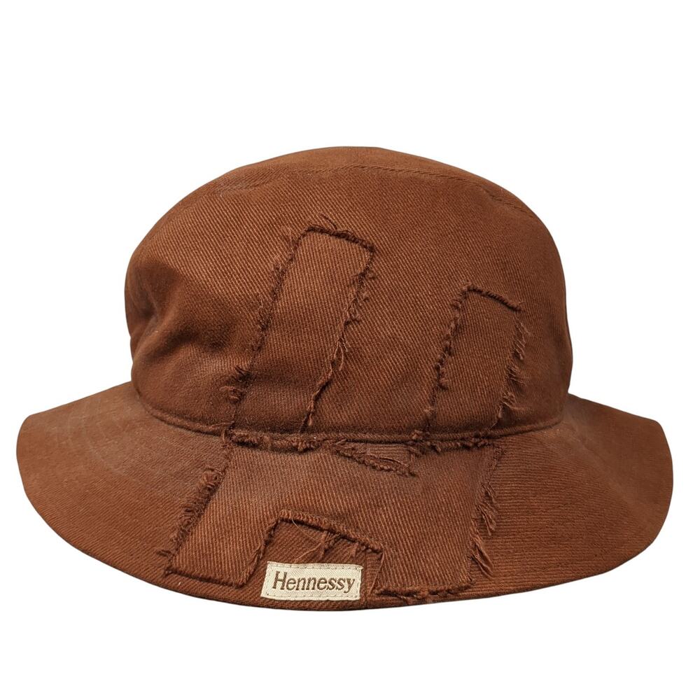 Hennessy H Logo Bucket Hat Brown XL Solid Casual Cotton Outdoor
